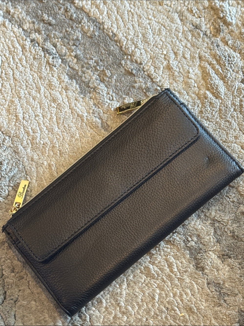 Buxton classic black leather long bifold organizer wallet.